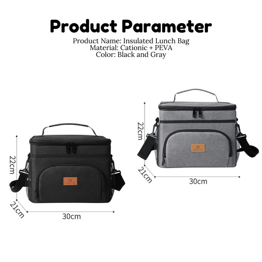 Locaupin Insulated Lunch Box and Ice Drink Bag Large Capacity Waterproof with Strap and Side Pockets Portable Food Drinks Storage