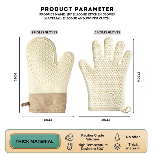 Locaupin Multifunctional Cooking Gloves Kitchen Silicone Heat Resistant Oven Mittens Waterproof Long Thick Kitchenware Gloves