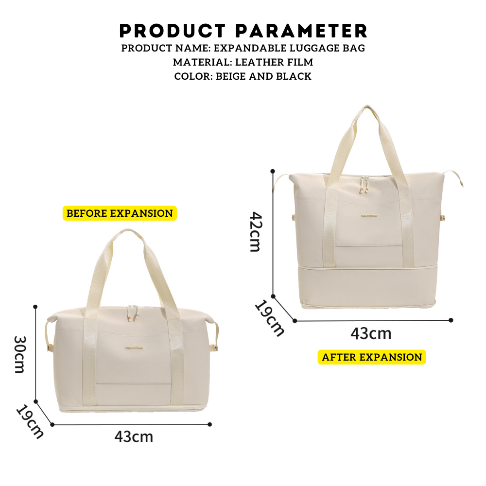 Locaupin Stylish Expandable Luggage Bag Waterproof Travel Large Capacity Storage High Quality Handbag with Multiple Compartment