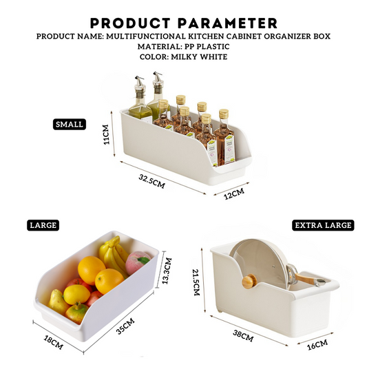 Locaupin Multifunctional Kitchen Cabinet Organizer Box Space Saving Large Capacity Pantry Pull-Out Storage Bin with Wheels