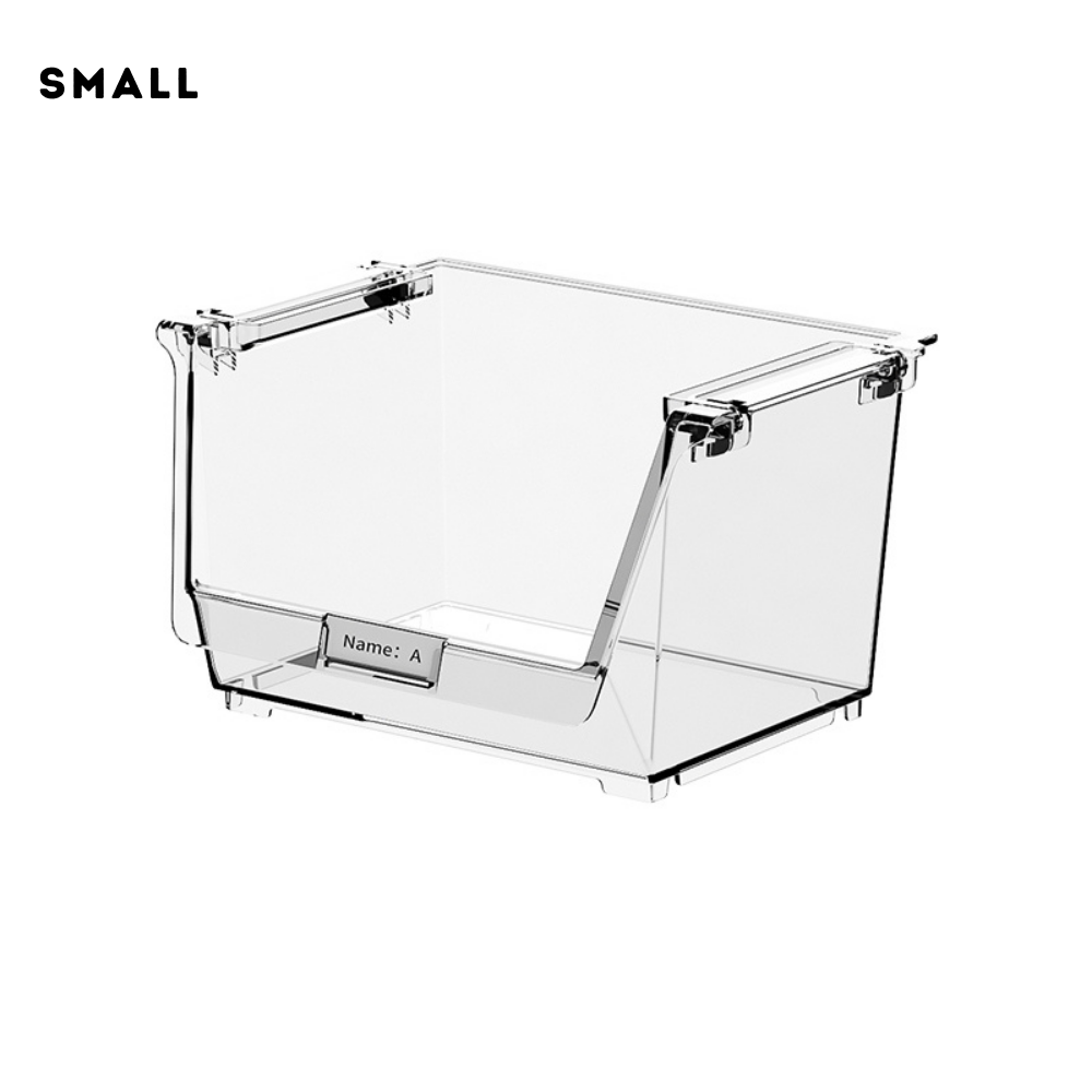 Locaupin Multifunctional Transparent Stackable Storage Box Space Saving High Quality Organizer for Kitchen Bathroom and Office