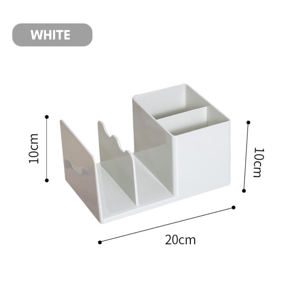 Locaupin White Desktop Organizer Shelf Vanity Accessories Jewelry Drawer Multifunctional Storage Office Pen Book Holder Cosmetic Brushes Box