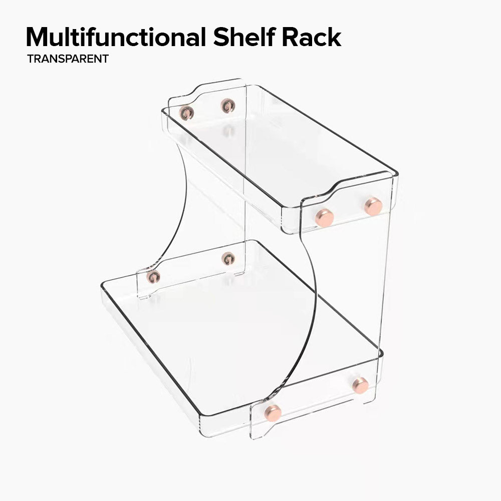 Locaupin 2 Layer Multifunctional Countertop Shelf Rack Spice Condiments Organizer Kitchen Bathroom Storage