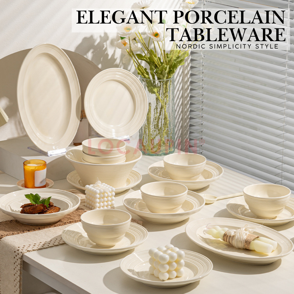 Locaupin Elegant Porcelain Nordic Style Tableware Minimalist and Cozy Look Dinnerware Perfect for any Special Occasion
