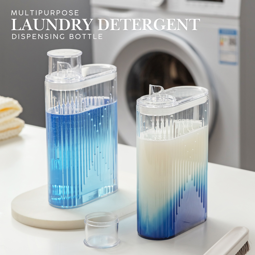 Locaupin Multipurpose Laundry Detergent Dispensing Bottle with Measuring Lid Leakproof Liquid Powder Soap Storage Organizer
