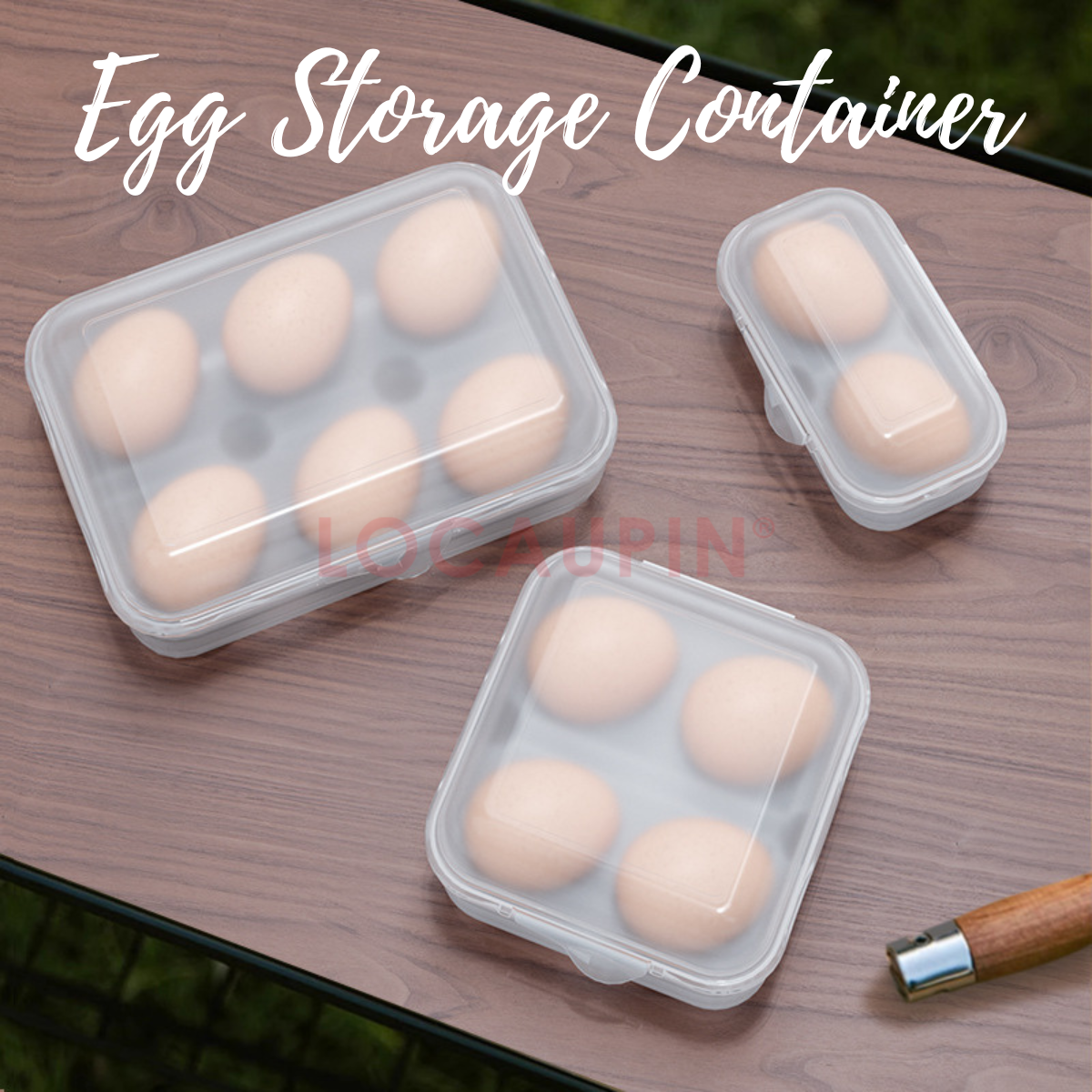 Locaupin Portable Egg Storage Container 2/4/6 Compartment for Kitchen Fridge and Outdoor Camping - Transparent Organizer