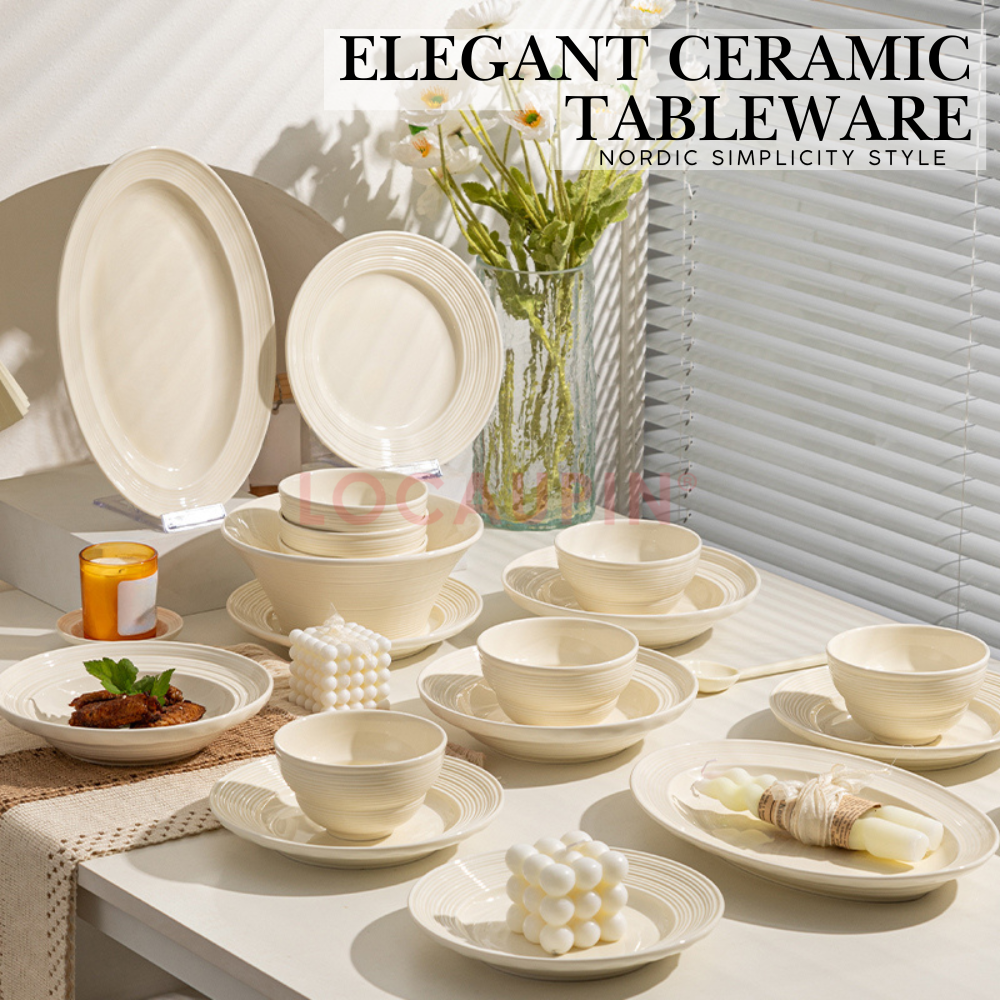 Locaupin Elegant Ceramic Nordic Style Tableware Minimalist and Cozy Look Dinnerware Perfect for any Special Occasion