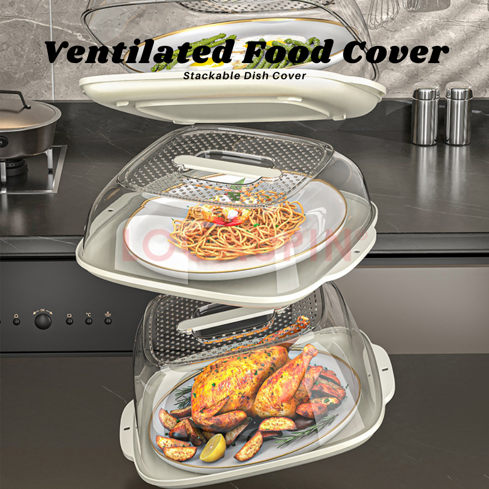 Locaupin 3 Layer Ventilated Food Cover Stackable Dish Protection from Dust High Quality Multilayer Storage for Kitchen Table