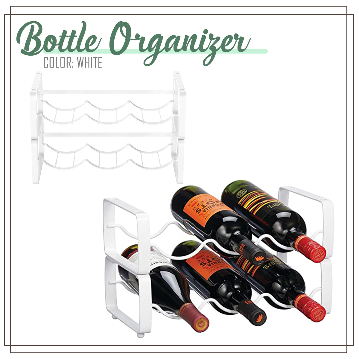 Locaupin Water Bottle Organizer Kitchen Countertop Display Stand Cabinet Shelf Storage Space Saver Metal Rack Soda Can Holder
