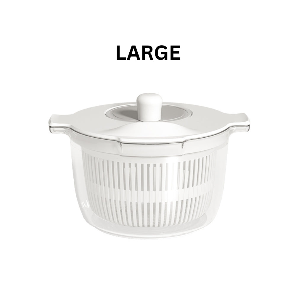 Salad Spinner Plastic Bowl Drainer for Fruits and Vegetables (White)