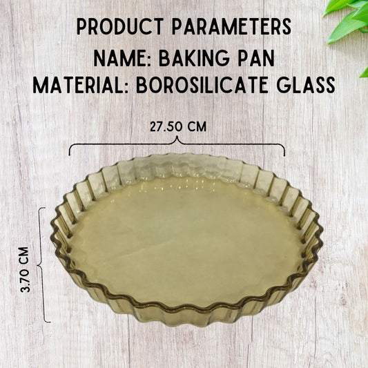 Locaupin Amber Baking Plate Round Shape Bakeware Serving Platter Microwave Oven Safe Party Tray Food Container Gift For Mommy