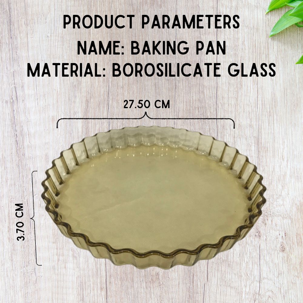 Locaupin Amber Baking Plate Round Shape Bakeware Serving Platter Microwave Oven Safe Party Tray Food Container Gift For Mommy