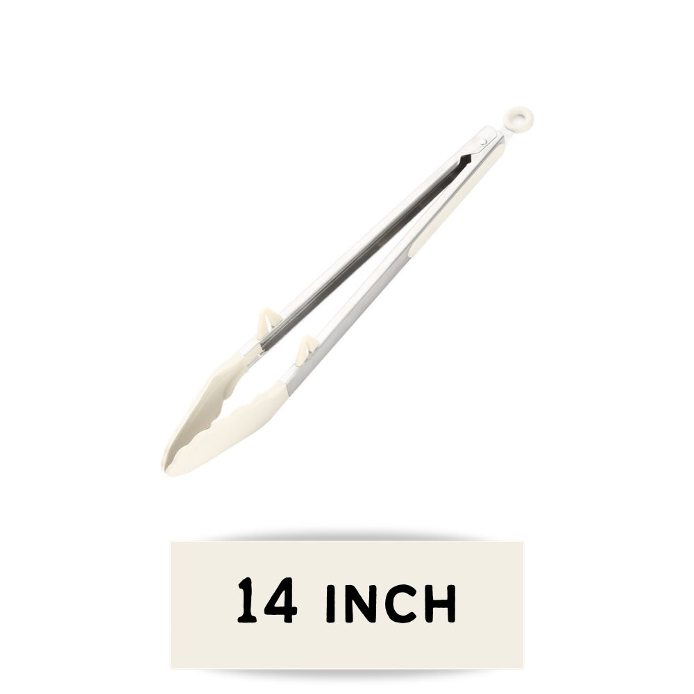 Locaupin Stainless Steel Silicone Tong For Cooking Non Stick Food Grade High Quality Kitchen Utensil Food Clamp with Lock
