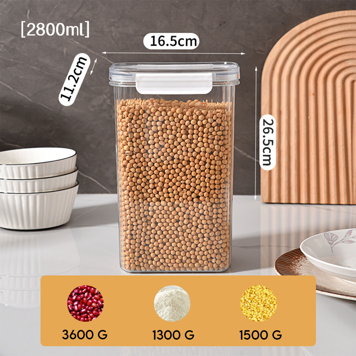 Locaupin Airtight Fresh Keeper Jar Container Snap Lock Lid Candy Snacks Cereal Food Storage Stackable Pantry Organizer