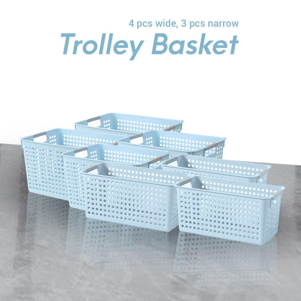 Locaupin Office Desk Hollow Wide Storage Basket Bin For School Supplies Kitchen Bathroom Cosmetic Toys Organizer with Handle Set