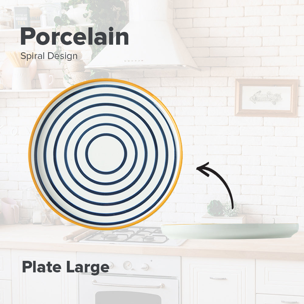 LOCAUPIN Spiral Japanese Porcelain Tableware Dining Plate Dip Soup Bowl Serving Platter Sauce Holder