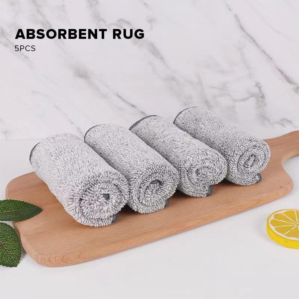 Locaupin 5pcs Multipurpose Cleaning Cloth Remove Oil Stain Kitchen Dish Towel Strong Water Absorption Quick Drying Rag