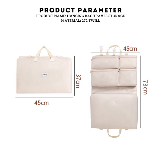 Locaupin Hanging Bag Travel Storage Multi-Compartment Luggage Organizer with Portable Handle