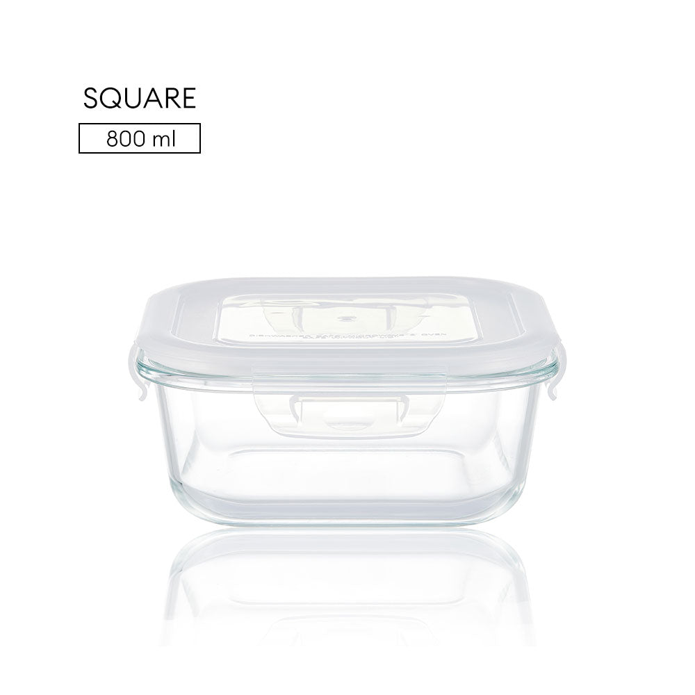 Locaupin Borosilicate Glass Food Container Fresh Keeper Meal Prep Bowl Airtight Locking Lid Lunch Box Left Over Storage