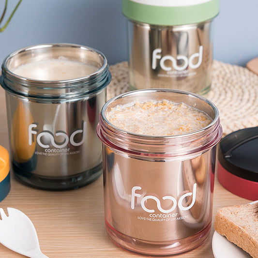 Locaupin Home Lunch Box Free Spoon Stainless Steel Liner Food Keeper Smart Diet Storage Container with Handle For Kids Adult Office Travel Use