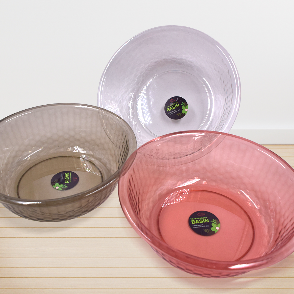 Locaupin Bathroom Plastic Transparent Crystal Textured Design Laundry Basin Wash Multipurpose Kitchen Sink Dish Tub