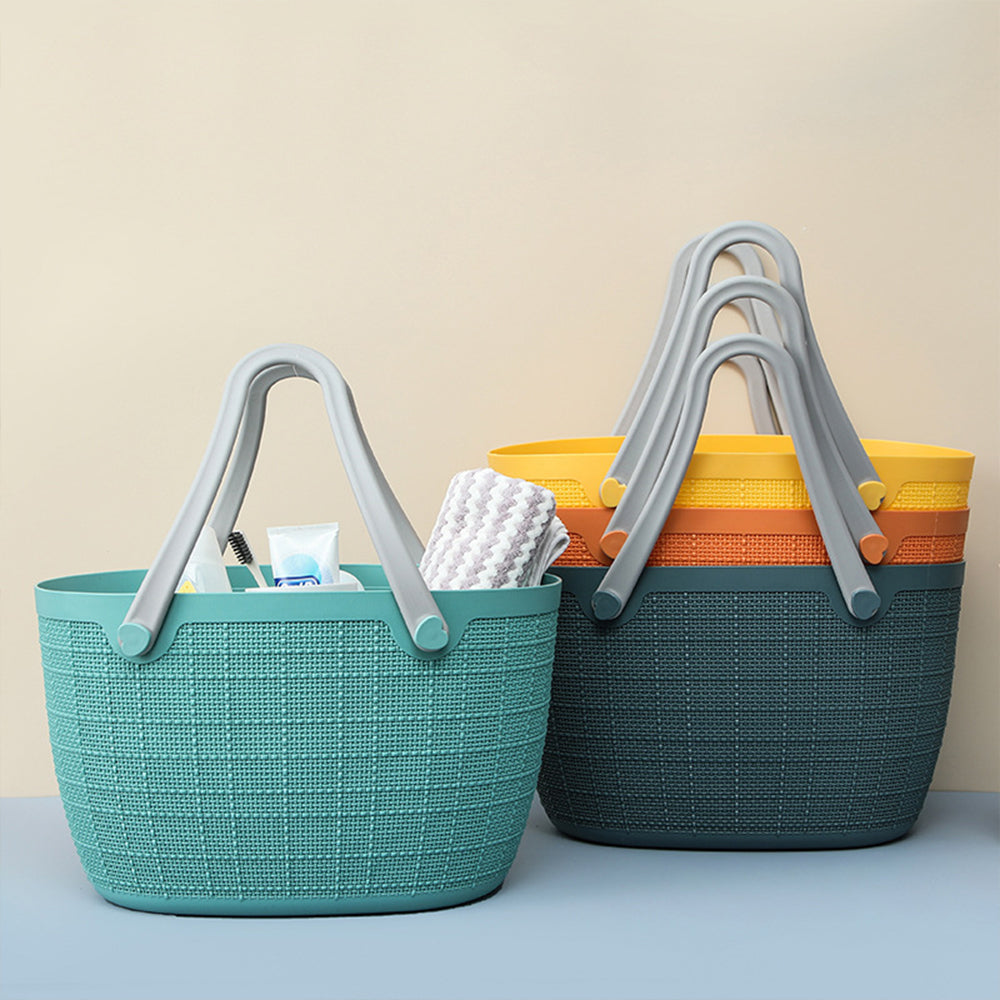 Locaupin Storage Basket Bag with Handle Japanese Style Toys Clothes Hamper Laundry Organizer Bin Multifunctional Indoor Outdoor Travel Use