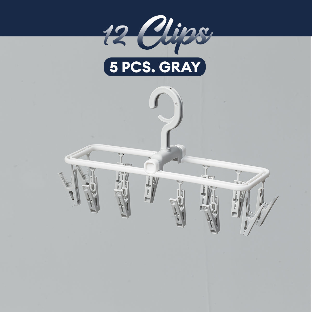 Locaupin Laundry Portable 12 Clips Folding Clothes Hanger Rotating Hook Socks Towel Undergarment Drying Rack