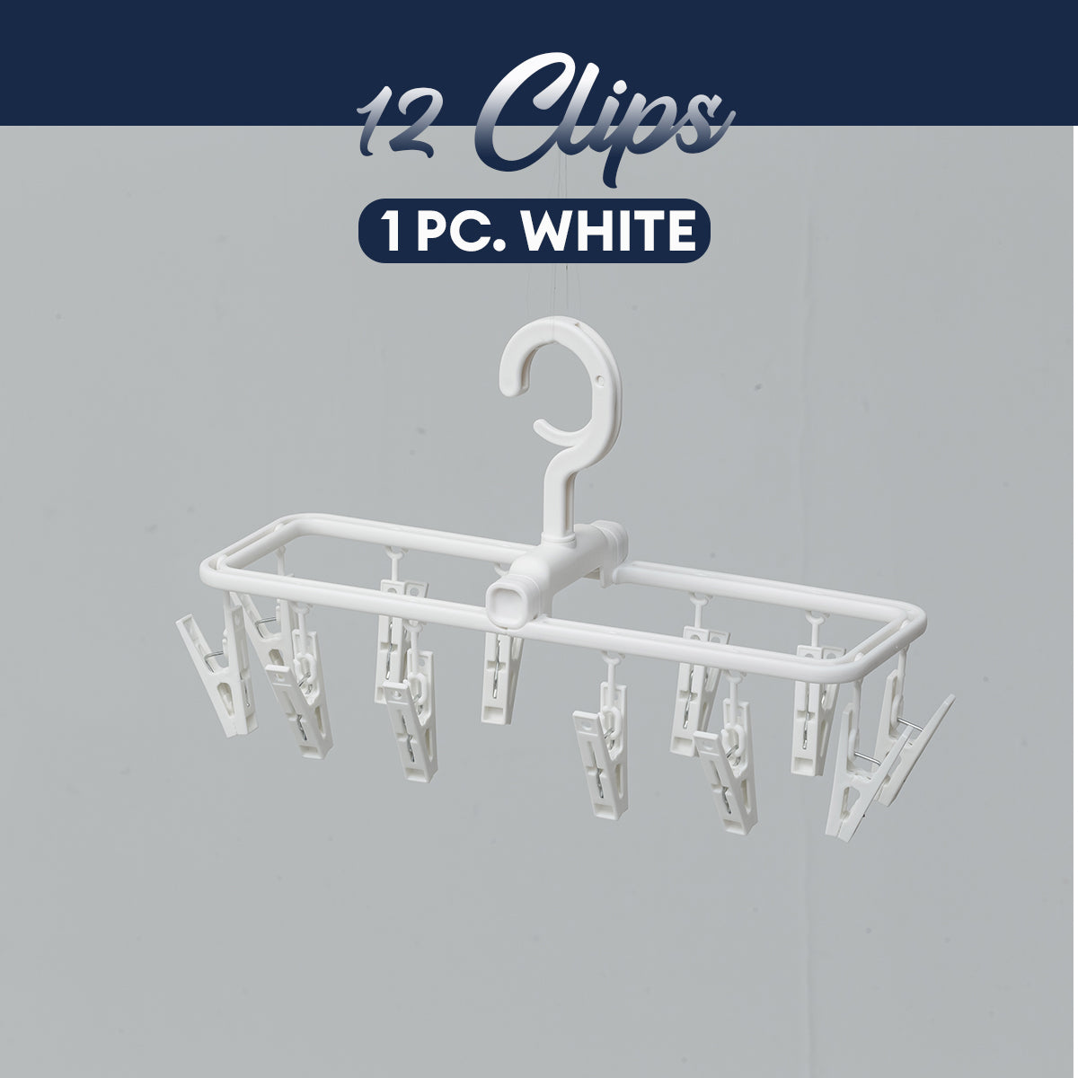 Locaupin Laundry Portable 12 Clips Folding Clothes Hanger Rotating Hook Socks Towel Undergarment Drying Rack