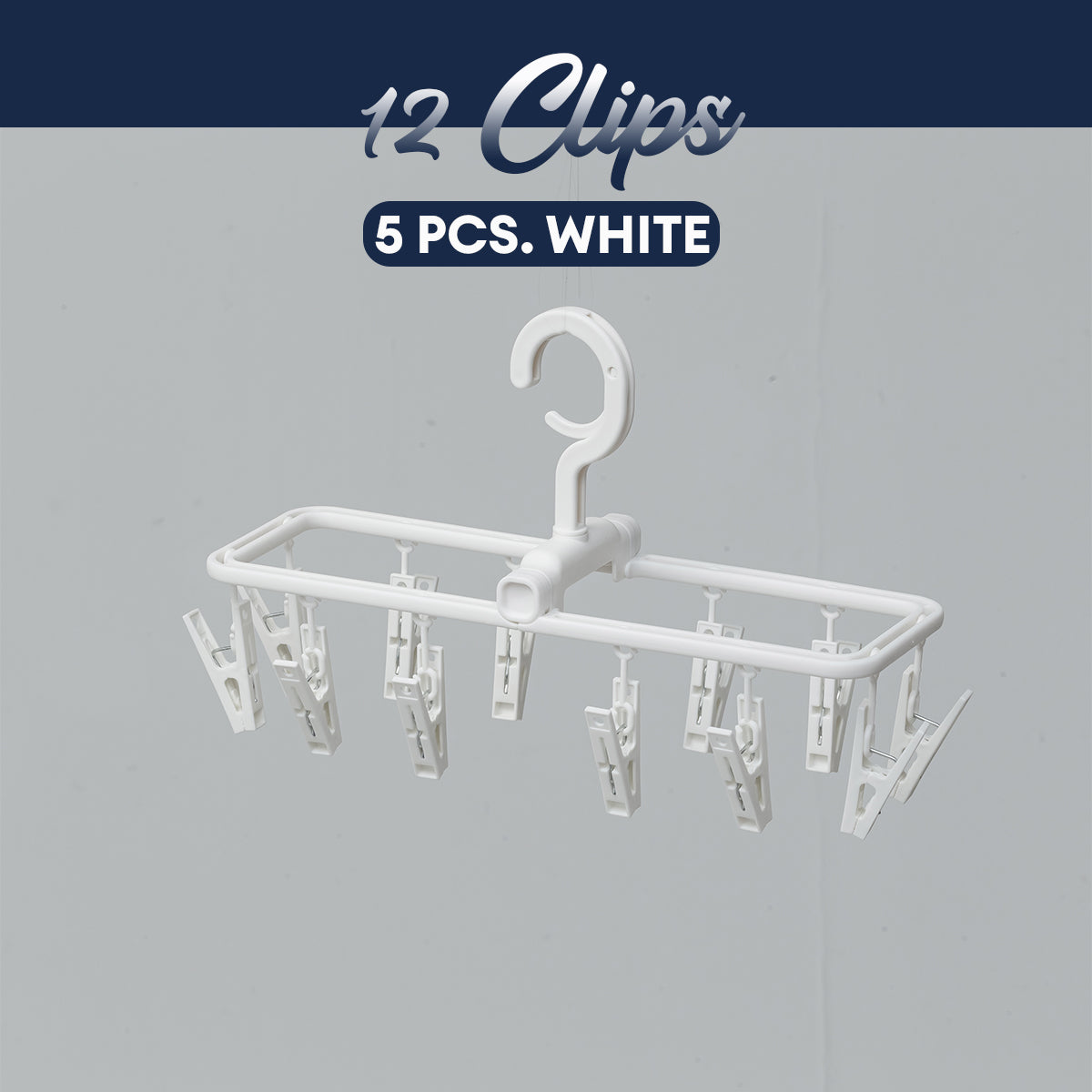 Locaupin Laundry Portable 12 Clips Folding Clothes Hanger Rotating Hook Socks Towel Undergarment Drying Rack