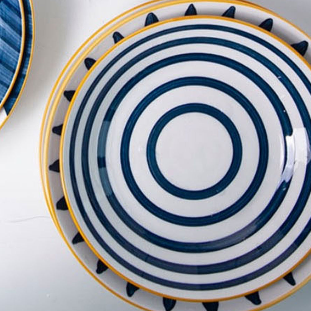 LOCAUPIN Spiral Japanese Porcelain Tableware Dining Plate Dip Soup Bowl Serving Platter Sauce Holder