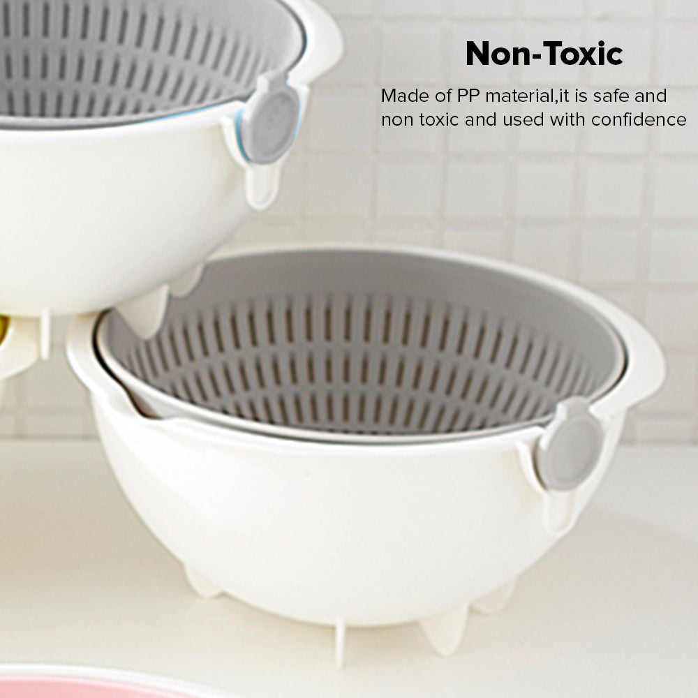 Locaupin Kitchen Gadgets Round Food Strainer Over the Sink Colander Washing Bowl for Pasta Fruits Vegetable Container Basket Drainer
