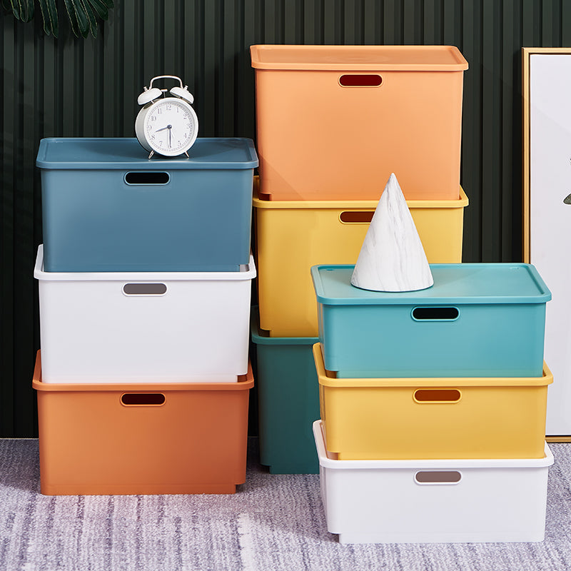 Locaupin Multipurpose White Storage Box Organizer Bin Front Wheel Easy Transport Handle Closet Shelf Container with Lid