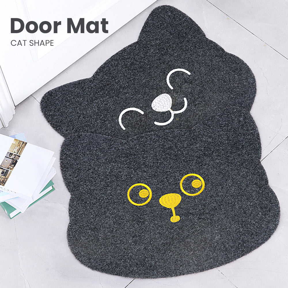 Locaupin Non Slip Home Welcome Pad Entrance Way Rub Foot Cat Shape Door Mat Front Bathroom Kitchen Bedroom Floor Rug