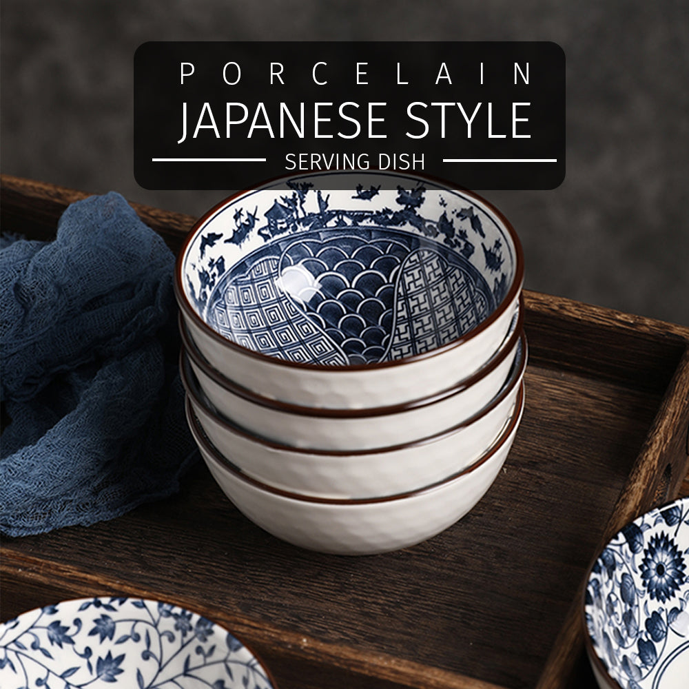 Locaupin Japanese Porcelain Printed Dinner Plate Dessert Appetizer Pasta Salad Bowl Serving Dish in Restaurant Family Party