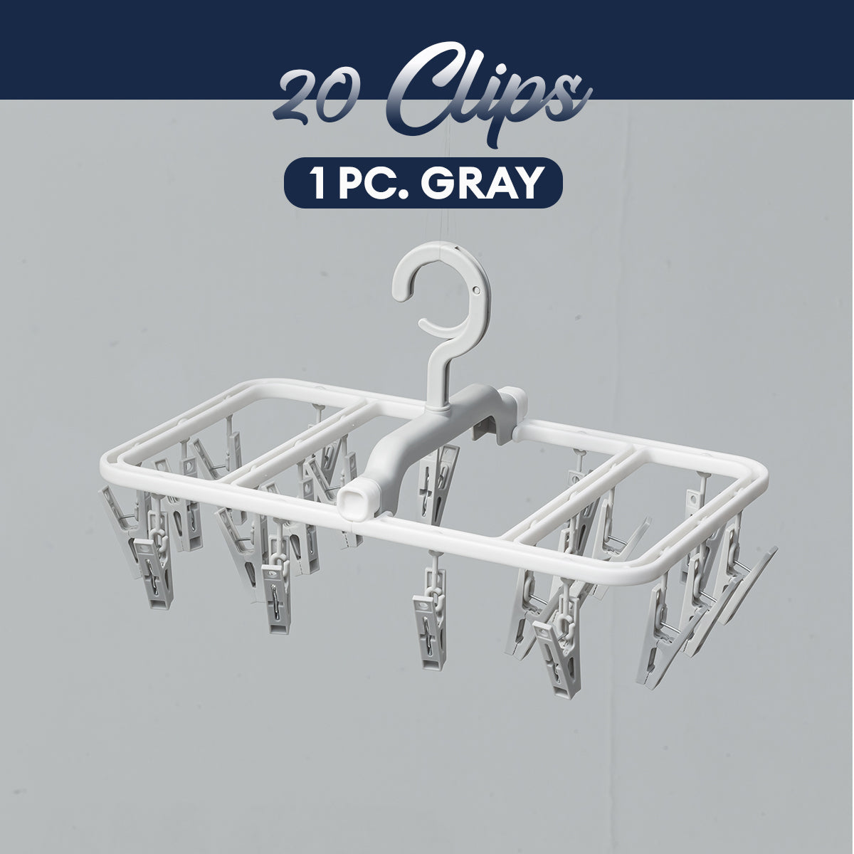 Locaupin Laundry Portable 12 Clips Folding Clothes Hanger Rotating Hook Socks Towel Undergarment Drying Rack