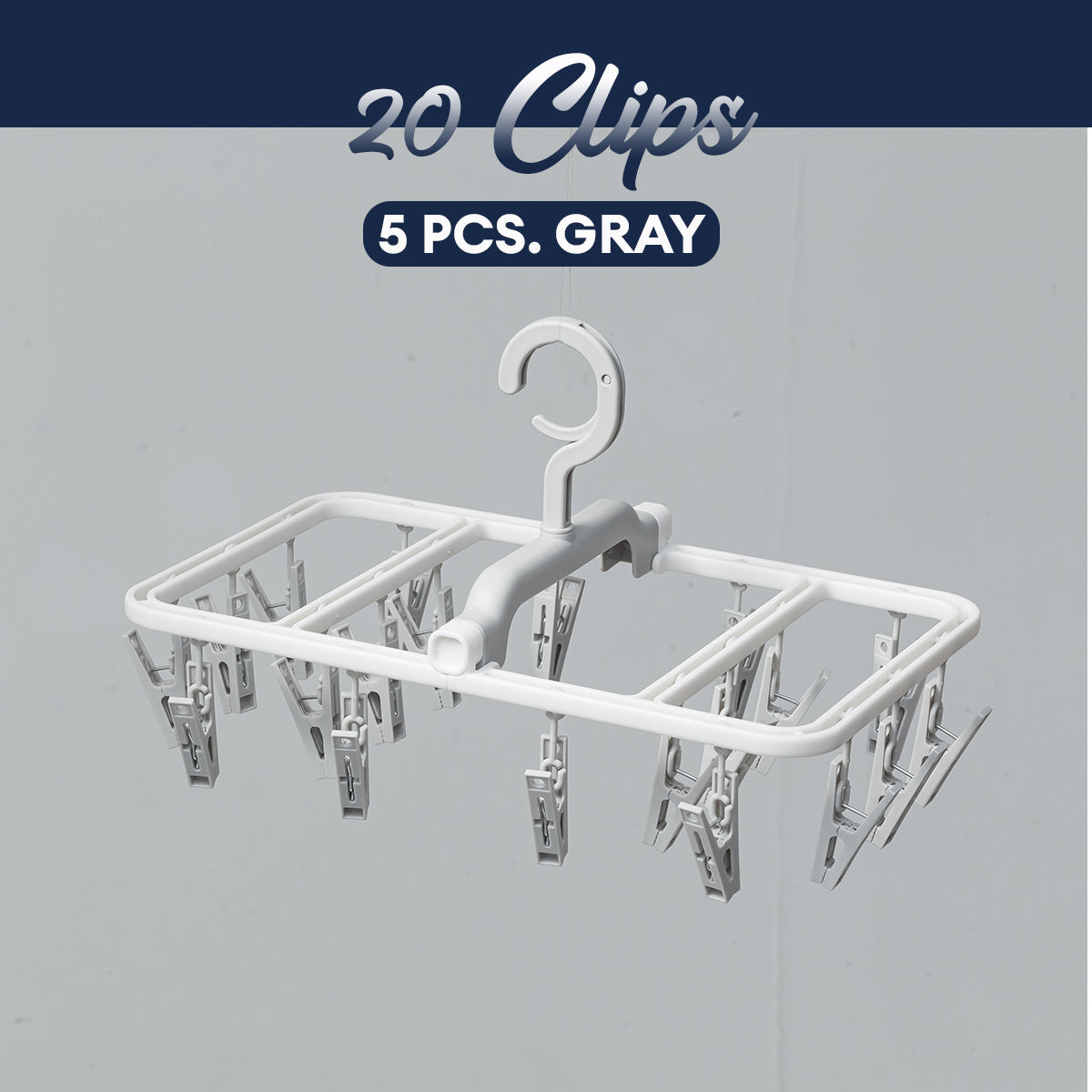 Locaupin Laundry Portable 12 Clips Folding Clothes Hanger Rotating Hook Socks Towel Undergarment Drying Rack