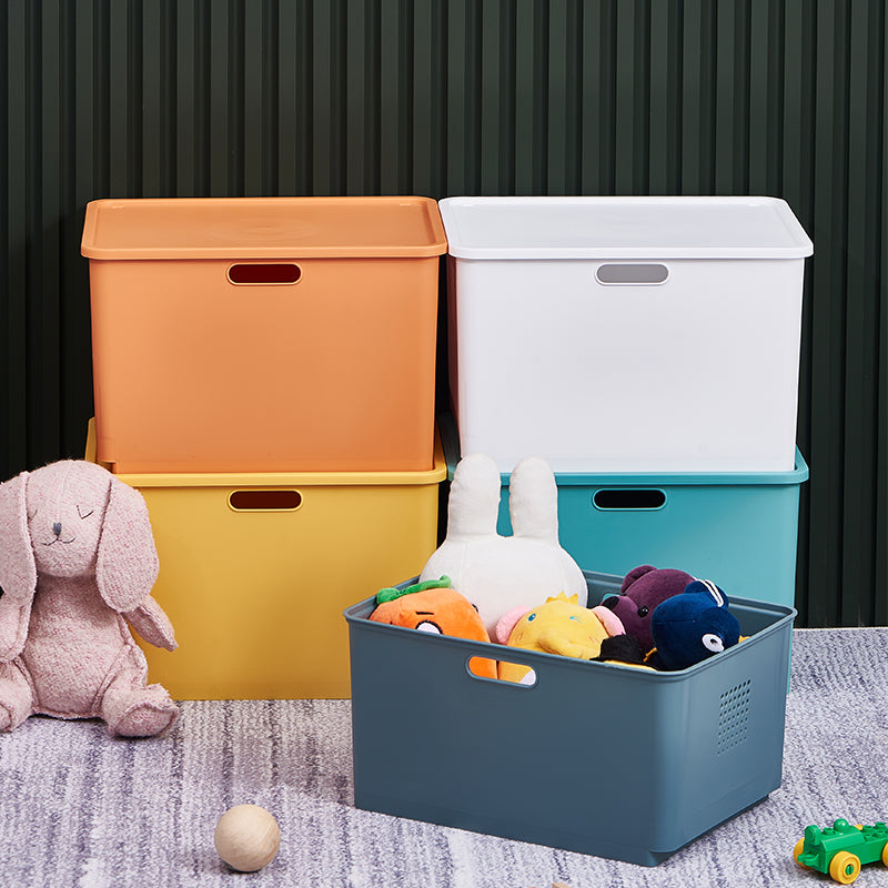 Locaupin Multipurpose White Storage Box Organizer Bin Front Wheel Easy Transport Handle Closet Shelf Container with Lid