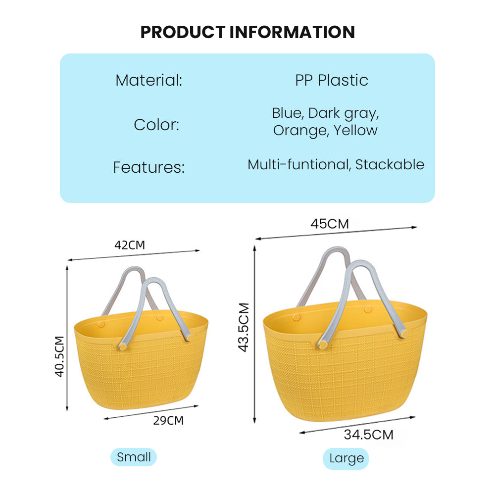 Locaupin Storage Basket Bag with Handle Japanese Style Toys Clothes Hamper Laundry Organizer Bin Multifunctional Indoor Outdoor Travel Use