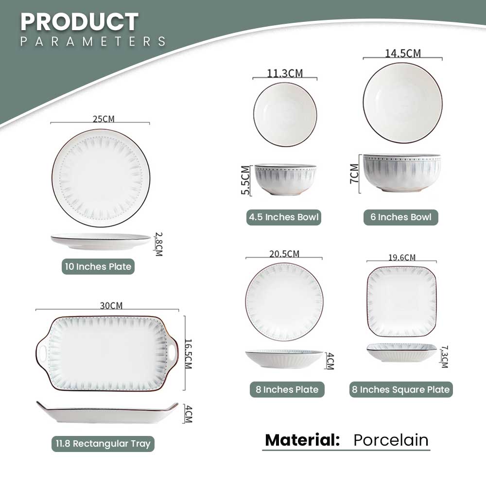 Locaupin Microwavable Dinnerware Porcelain Rectangular Square Serving Dish Plate Bowl Minimalist Hotel Restaurant Modern Dining