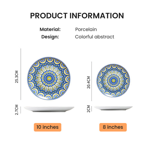 Locaupin Pattern Design Dinnerware Porcelain Dinner Plate Serving Dishes for Salad Pasta Dessert Microwave Oven Safe Pan