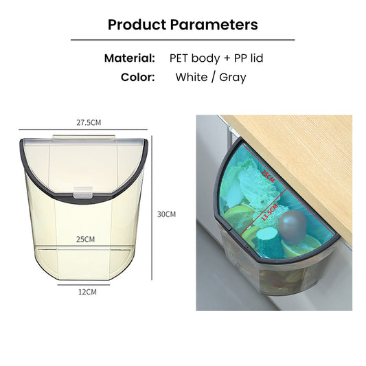 Locaupin Home Kitchen Cabinet Door Under Sink Mini Hanging Trash Can Countertop Food Waste Basket Garbage Compost Bin Container