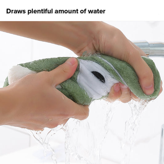 Locaupin Cute Animal Decorative Multipurpose Rag Bathroom Hanging Hand Towel High Absorbent Wipe Kitchen Cleaning Cloth