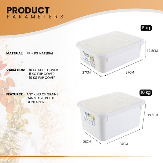 Locaupin Kitchen Pantry Cabinet Countertop Multipurpose Organizer Dry Food Storage Bin Grain Cereal Rice Container Bucket Sliding Lid