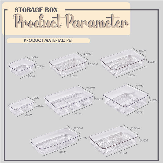 Locaupin Clear Serving Platter Food Snacks Tray Party Catering Dessert Display Multipurpose Kitchen Organizer Condiments Storage