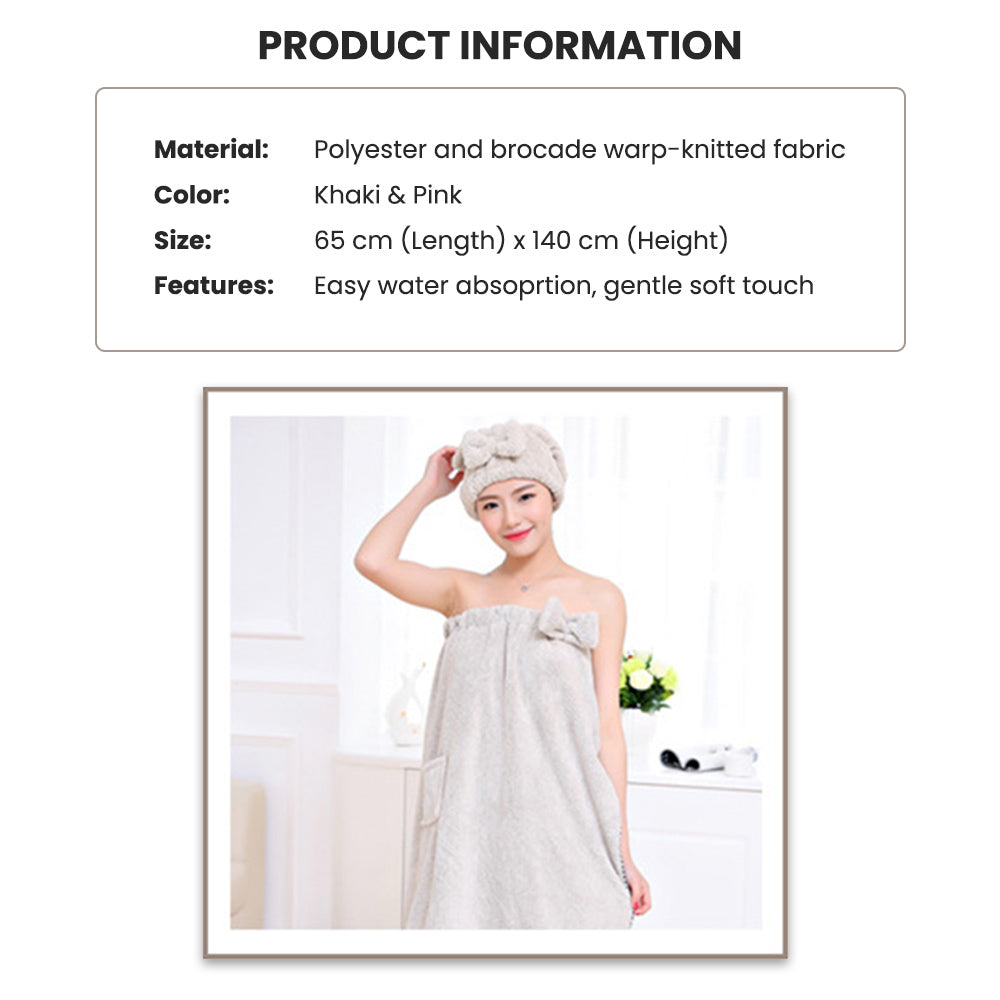 Locaupin Bow Design Women's Shower Drying Towel Dress Tube Absorbent Bath Skirt Cover Up Robe Body Wrap Spa Beach Pool