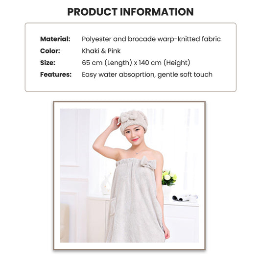 Locaupin Bow Design Women's Shower Drying Towel Dress Tube Absorbent Bath Skirt Cover Up Robe Body Wrap Spa Beach Pool