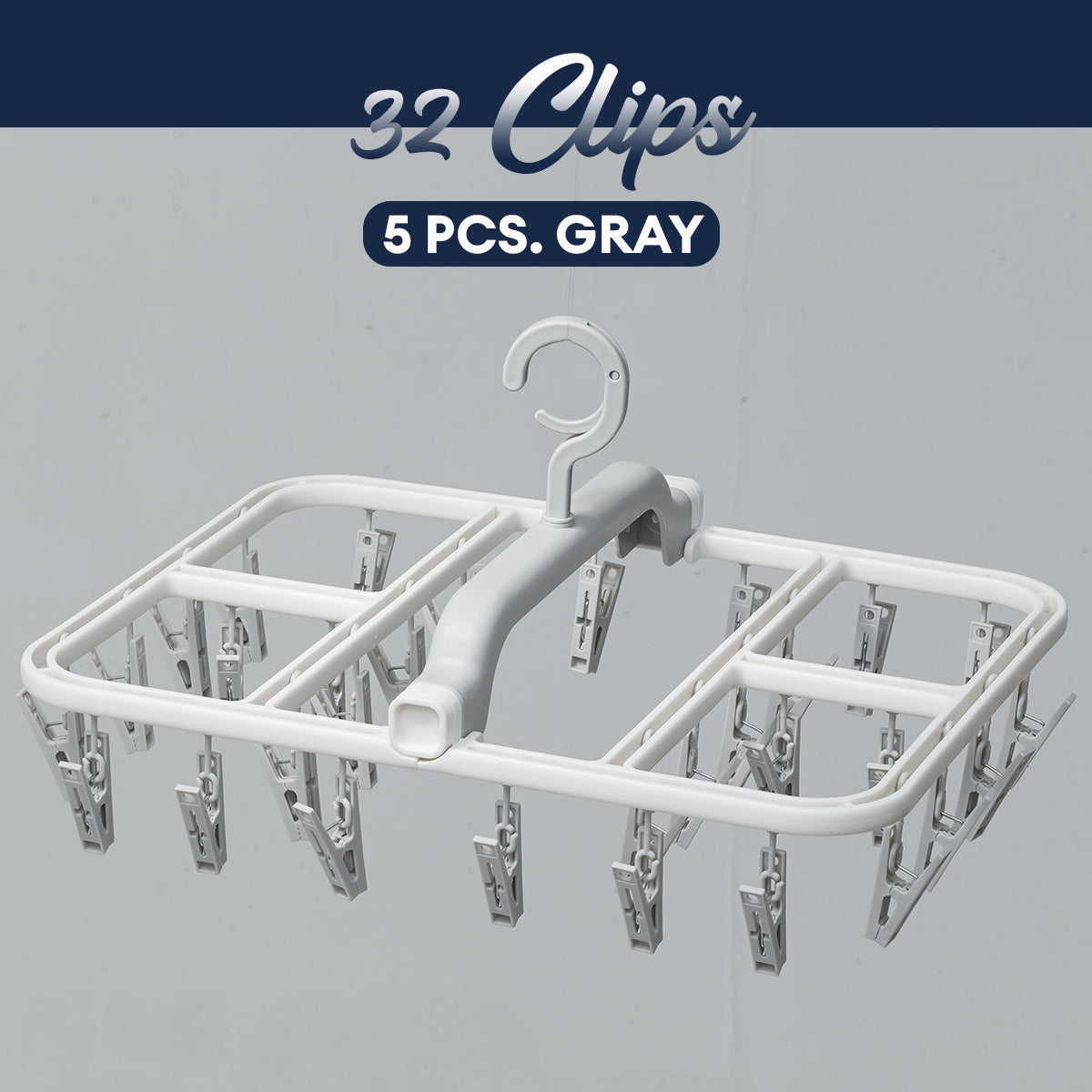 Locaupin Laundry Portable 12 Clips Folding Clothes Hanger Rotating Hook Socks Towel Undergarment Drying Rack
