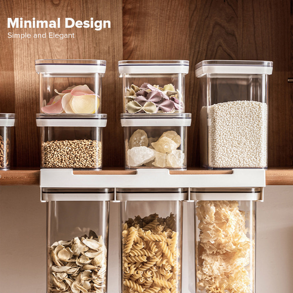 Locaupin Kitchen Cabinet Refrigerator Organizer Bin Airtight Container Pull Out Sliding Storage Fridge Food Keeper with Cover