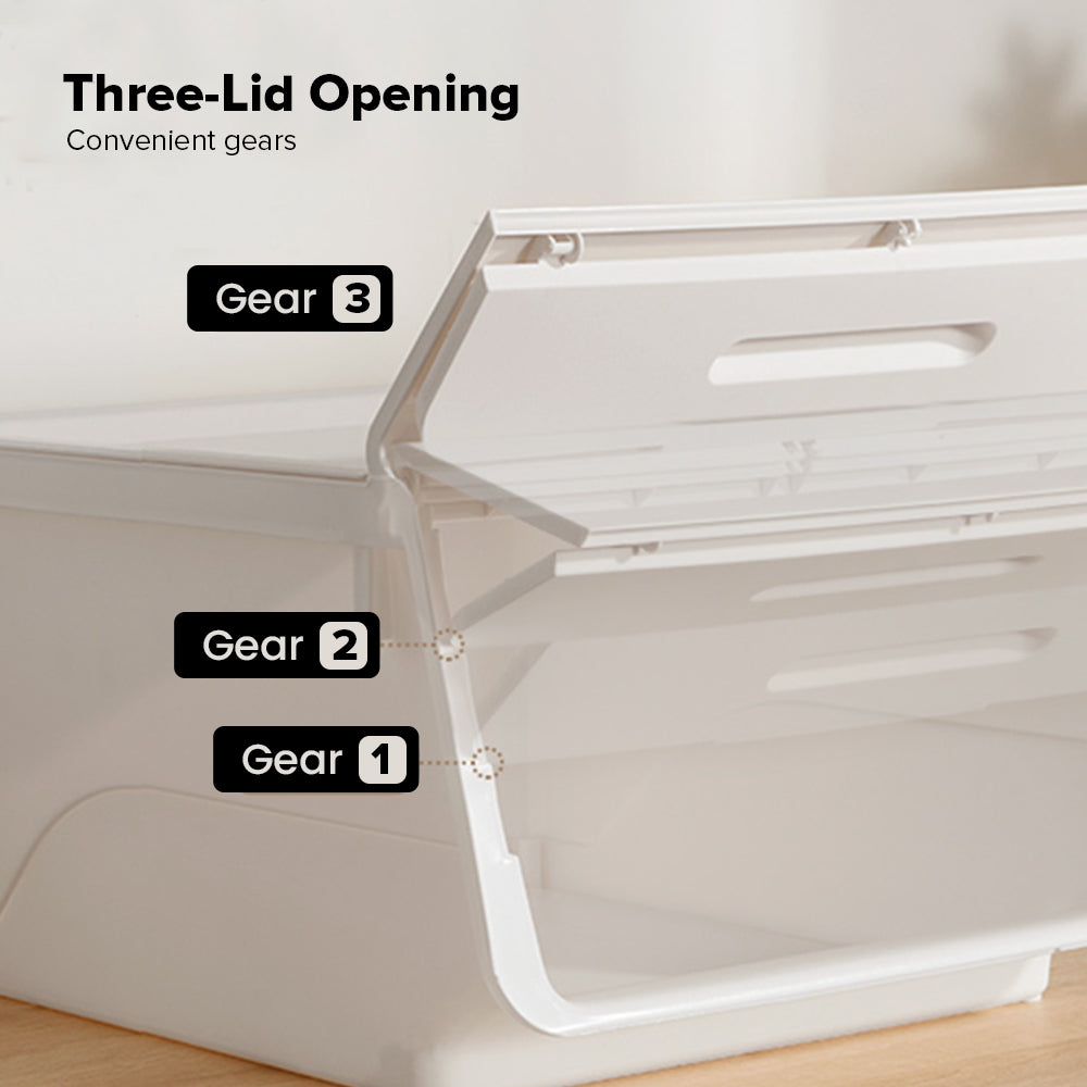 Locaupin Stackable Bin Flip On Lid Multifunctional Storage Basket Box Wardrobe Cabinet Closet Organizer Shelf For Clothes Toys Snacks Supplies