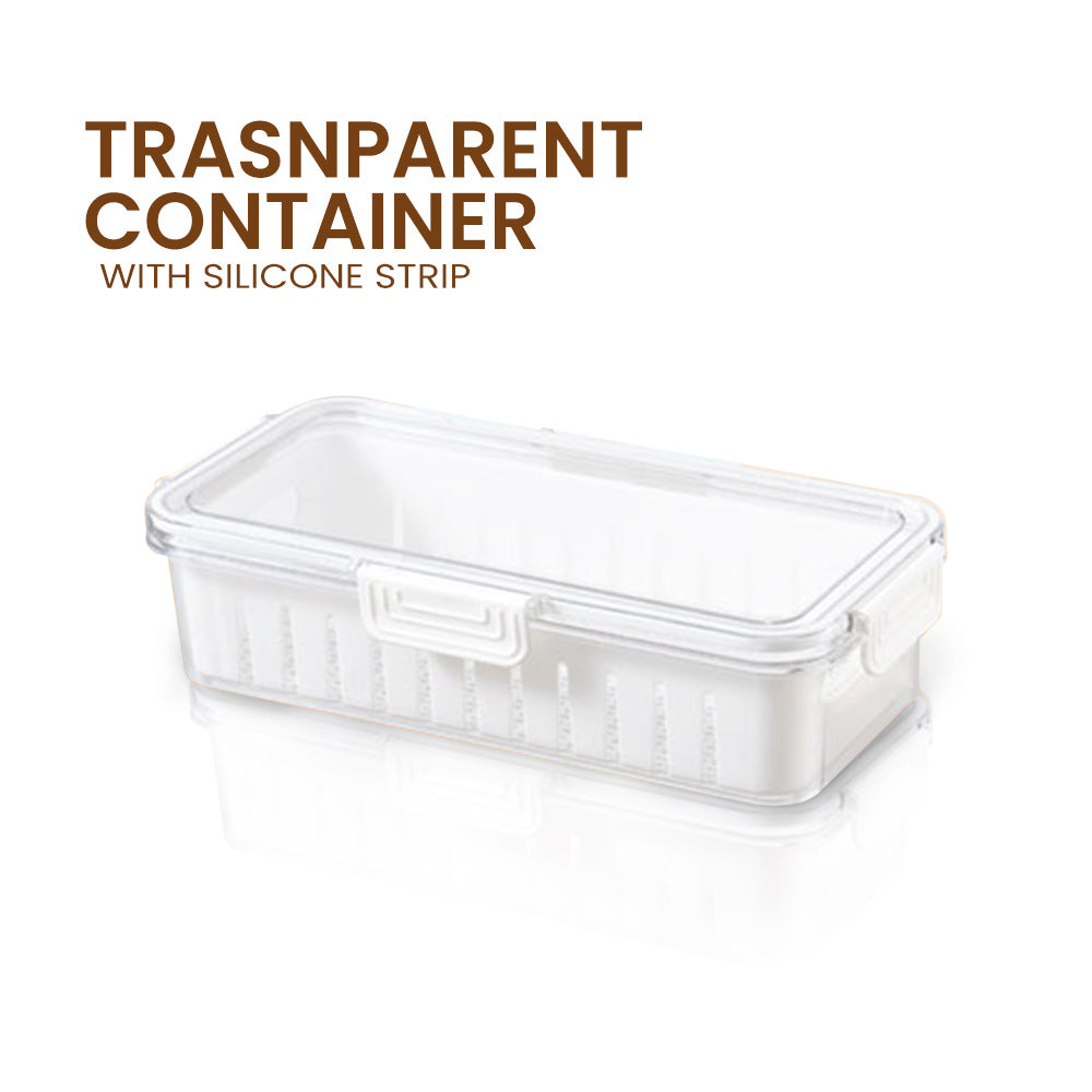 Locaupin Fruits and Vegetable Refrigerator Storage Fresh Keeper Fridge Organizer Food Container with Locking Lid and Removable Drain Basket Bin